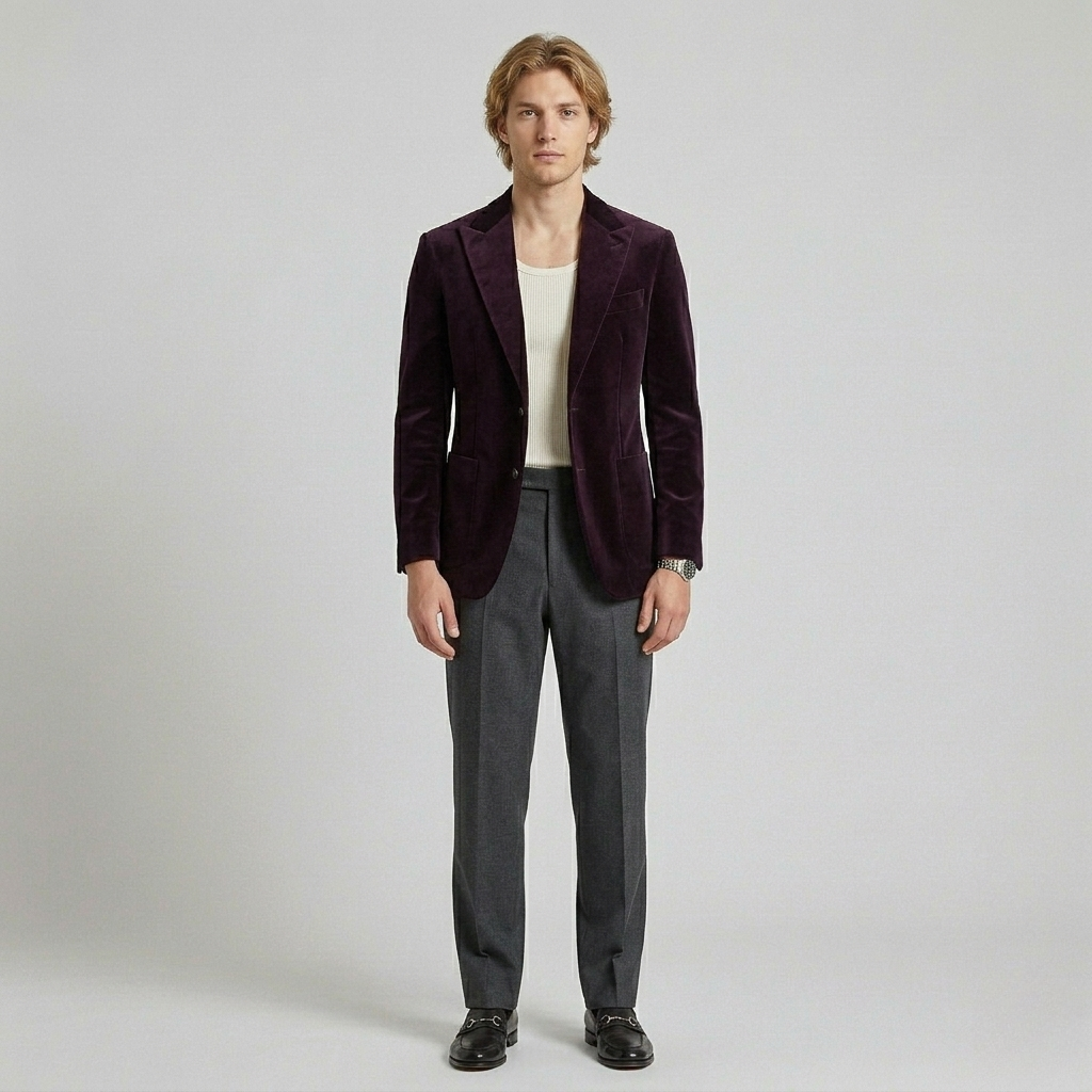 Men's Velvet-Finish Evening Blazer