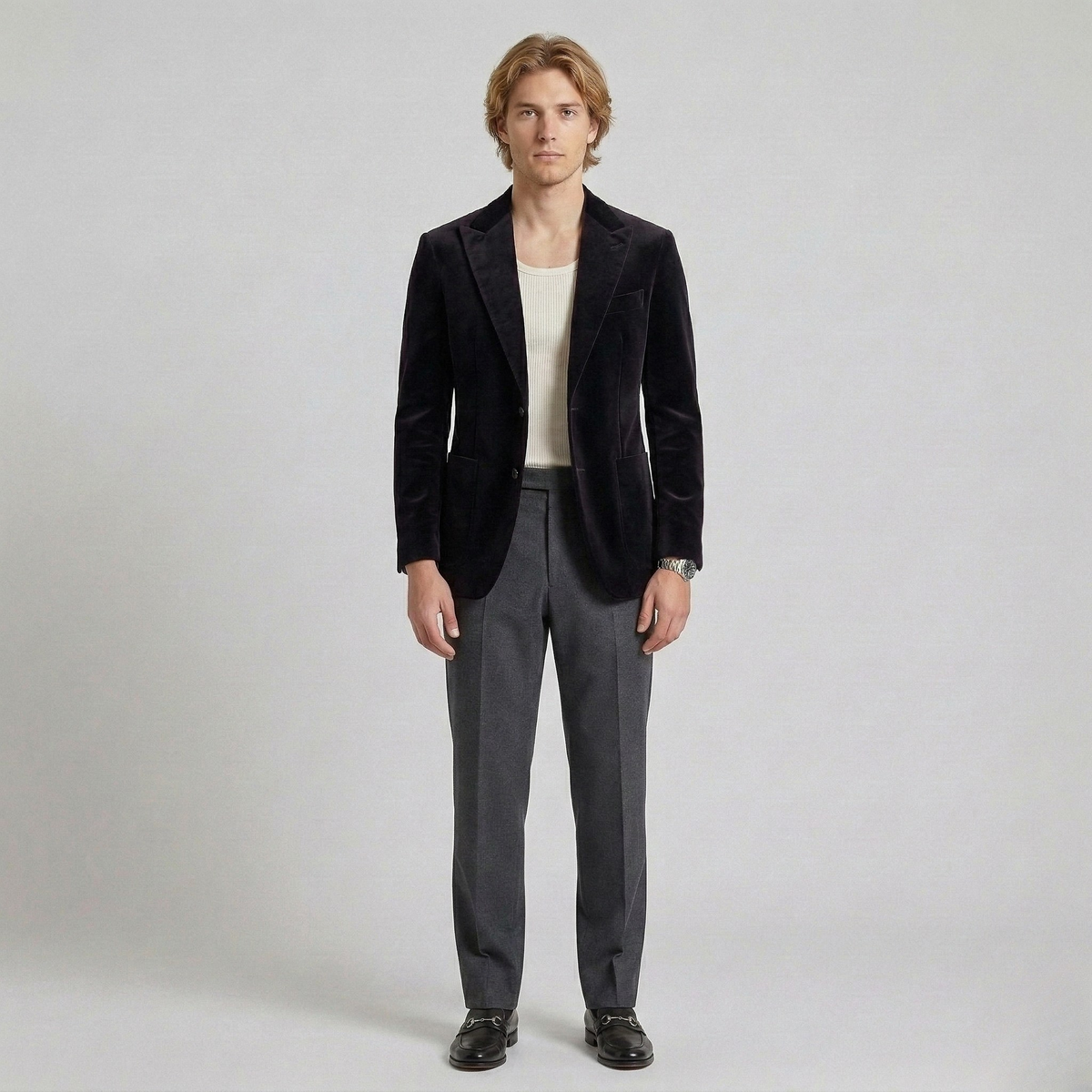 Men's Velvet-Finish Evening Blazer