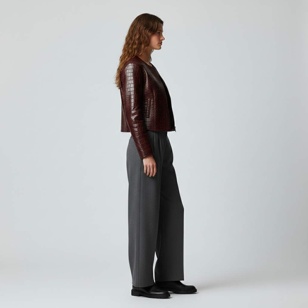 Women's Croc-Embossed Faux-Leather Jacket