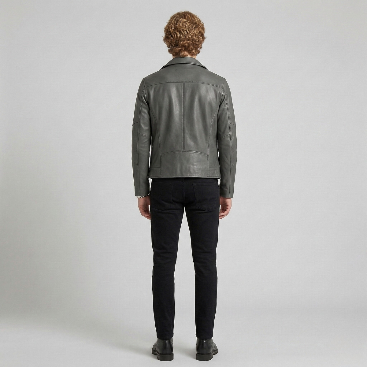 Men's Zip-Up Faux-Leather Moto Jacket
