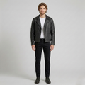 Men's Zip-Up Faux-Leather Moto Jacket