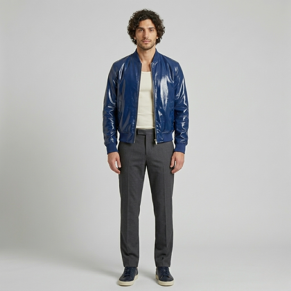 Men's Glossy Bomber Jacket