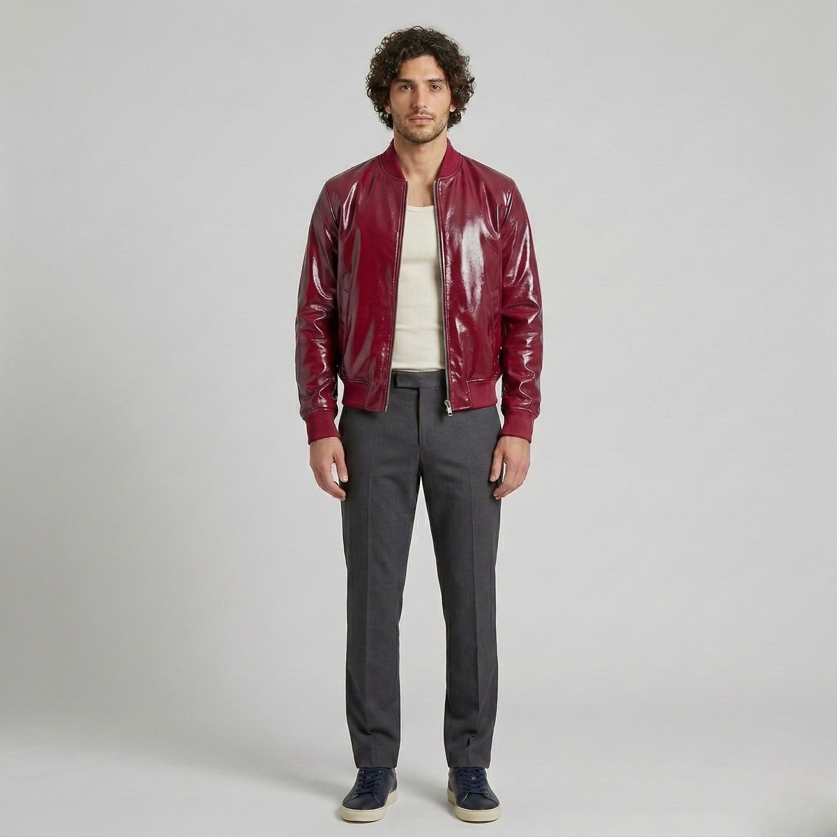Men's Glossy Bomber Jacket