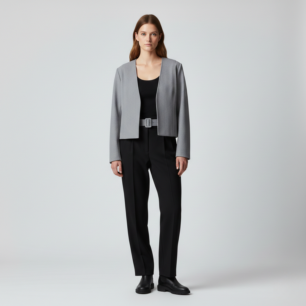 Women's Cropped Open-Front Blazer