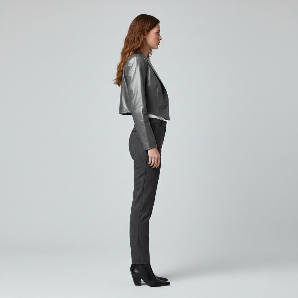 Women's Metallic Cropped Blazer