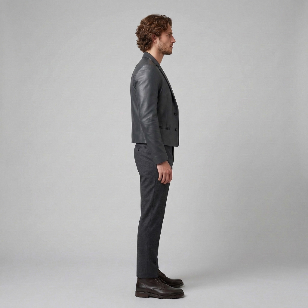 Men's Tailored Faux-Leather Blazer