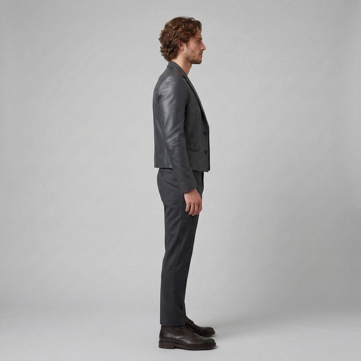 Men's Tailored Faux-Leather Blazer