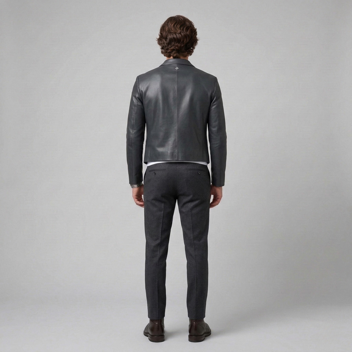 Men's Tailored Faux-Leather Blazer