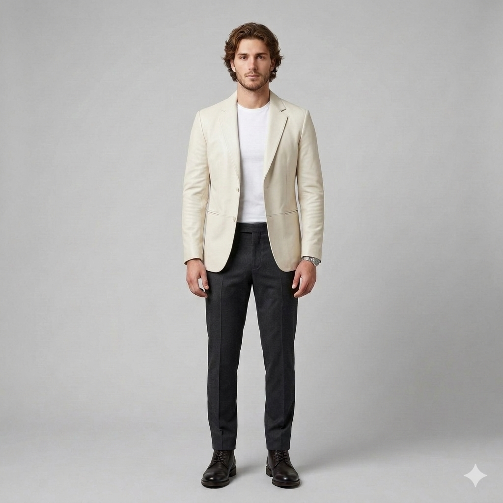 Men's Tailored Faux-Leather Blazer