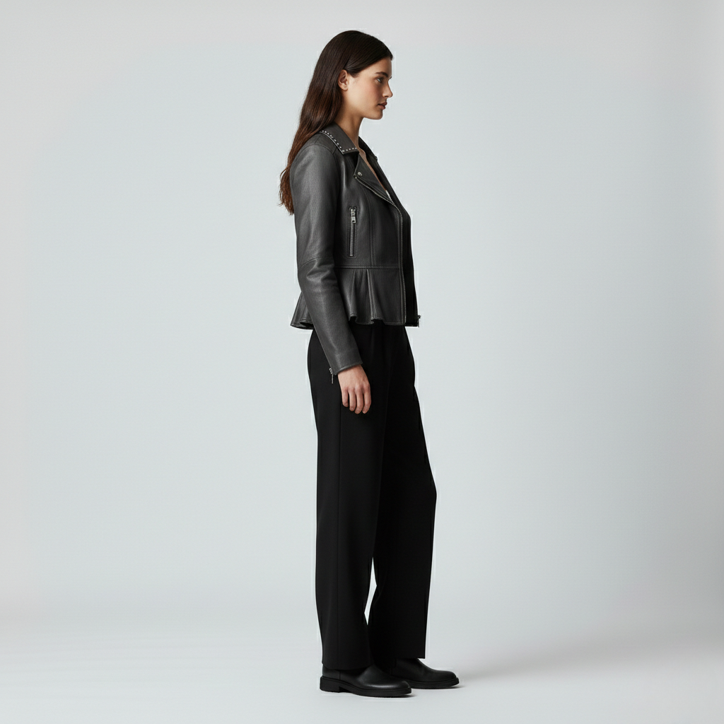 Women's Studded Peplum Moto Jacket