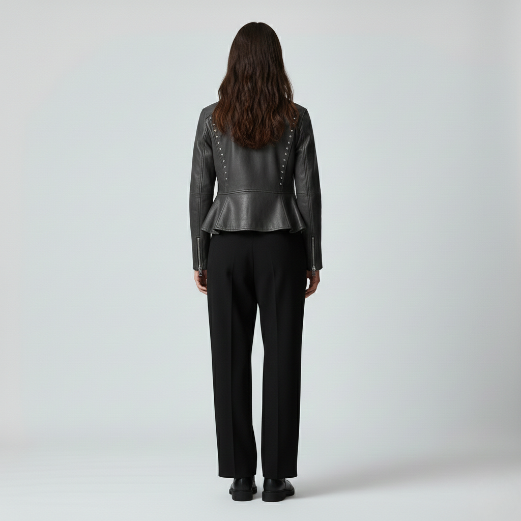 Women's Studded Peplum Moto Jacket
