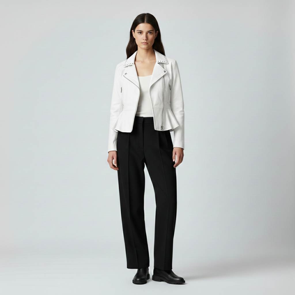 Women's Studded Peplum Moto Jacket