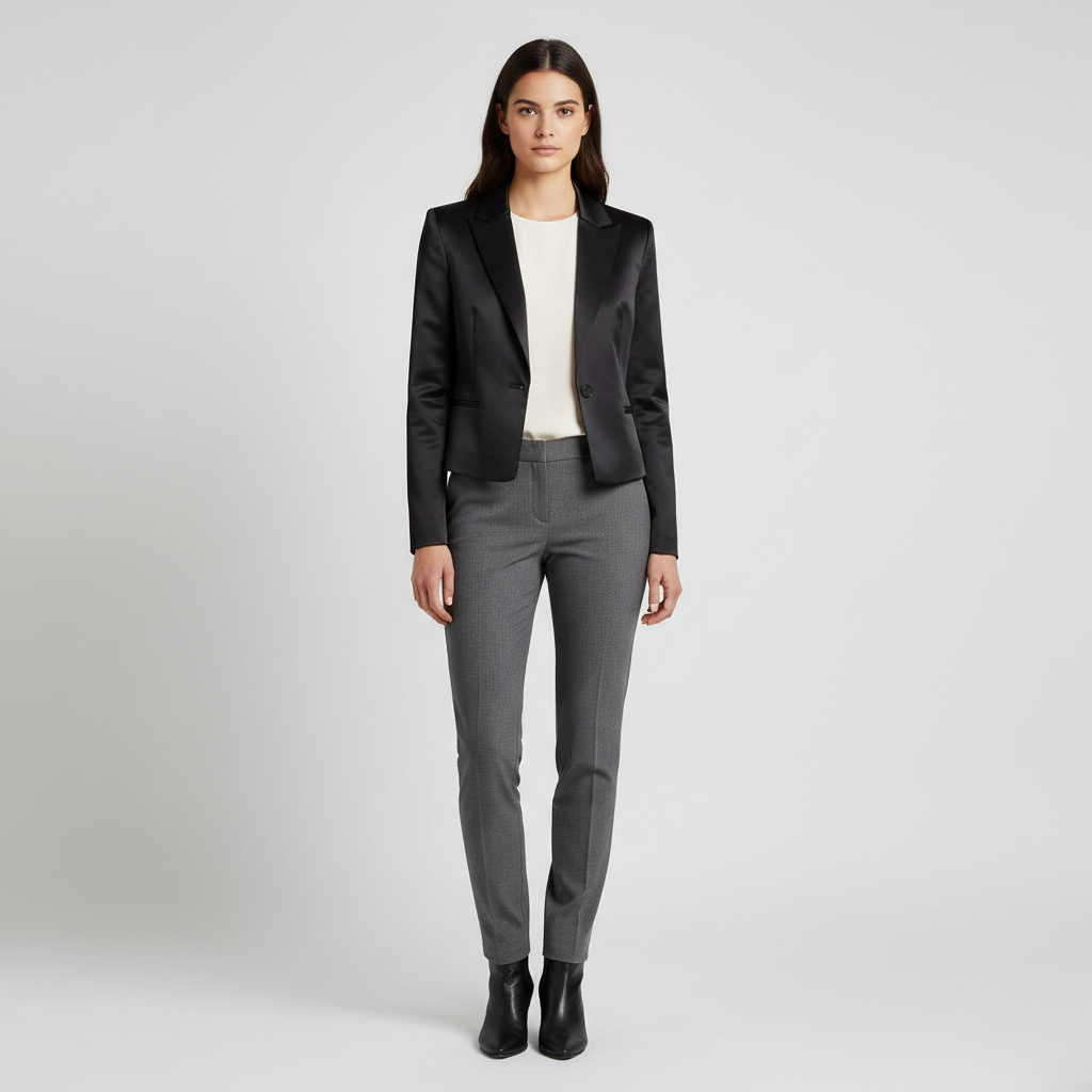 Women's Cropped Satin-Finish Blazer