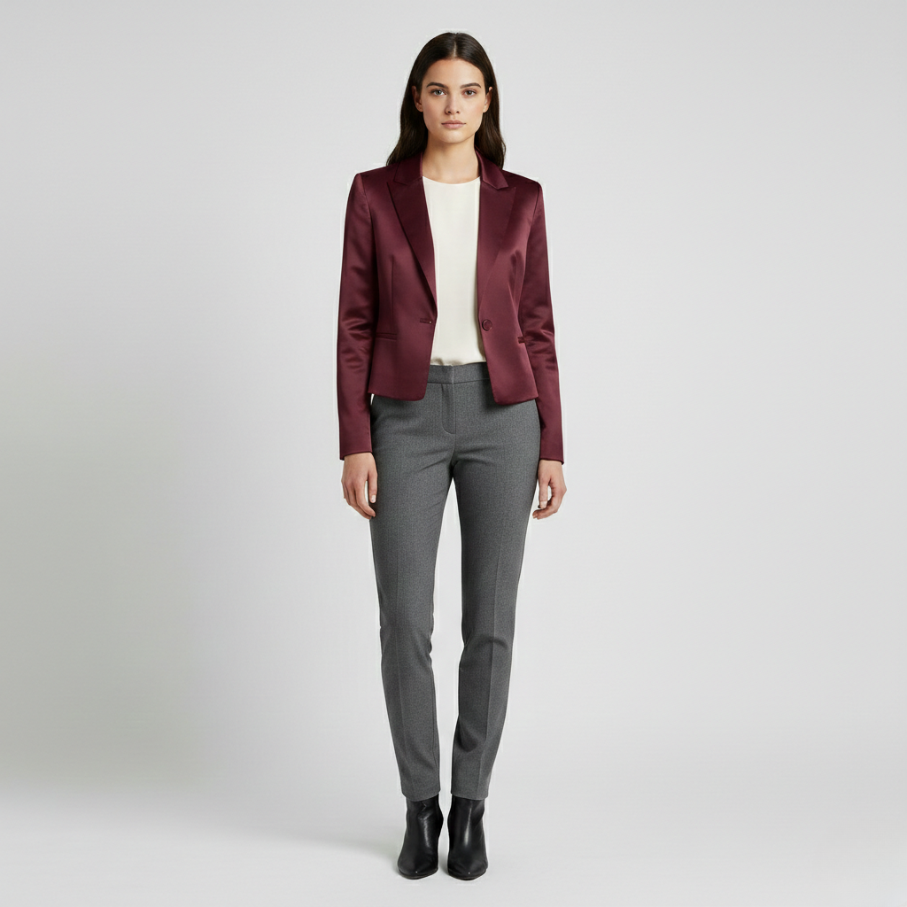 Women's Cropped Satin-Finish Blazer