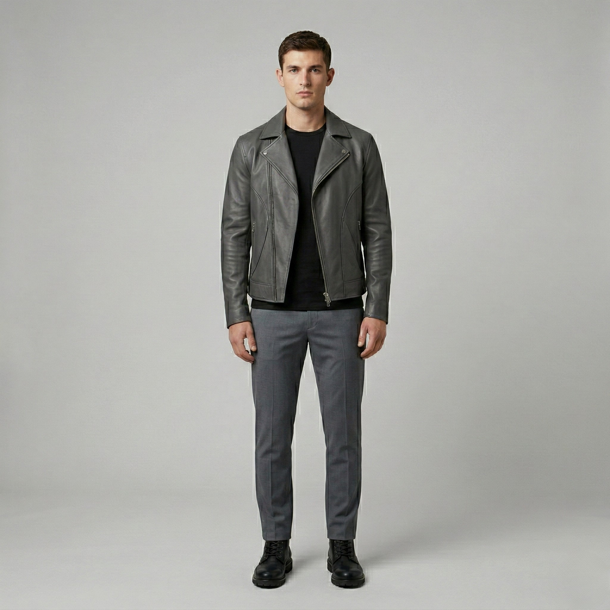 Men's Classic Faux-Leather Moto Jacket
