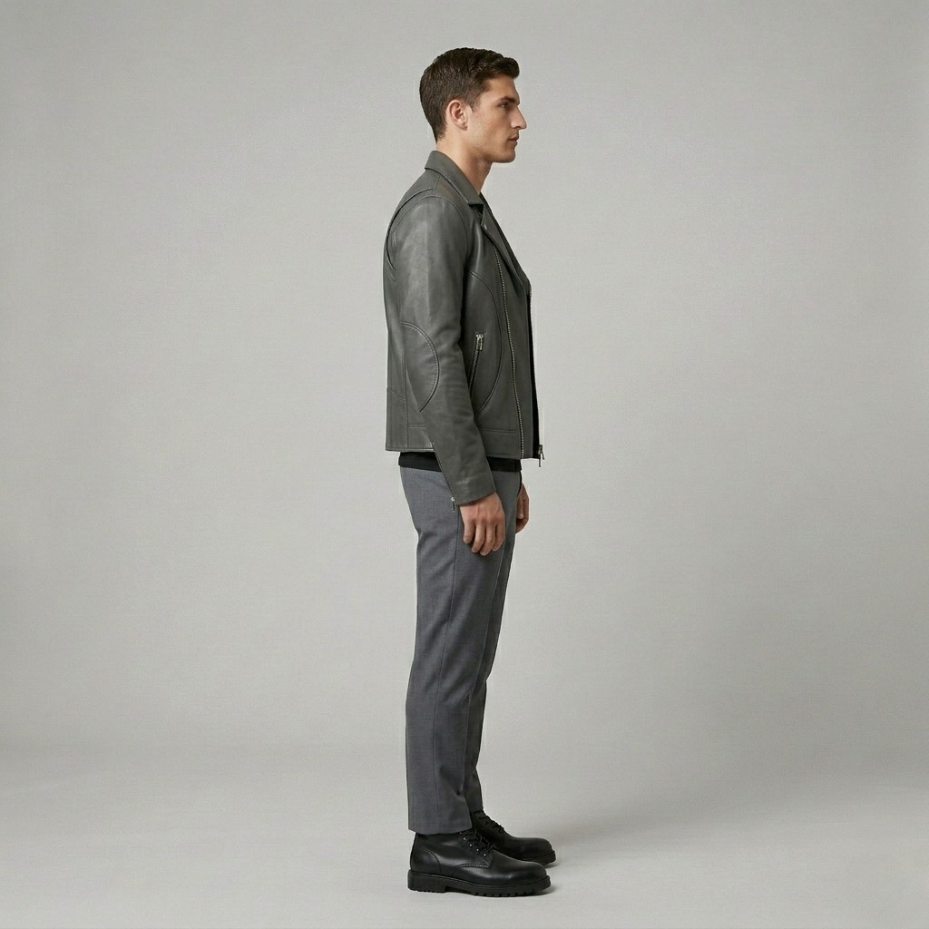 Men's Classic Faux-Leather Moto Jacket