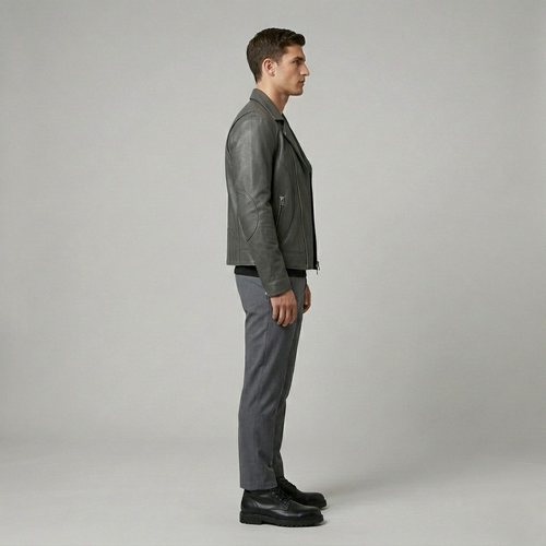 Men's Classic Faux-Leather Moto Jacket