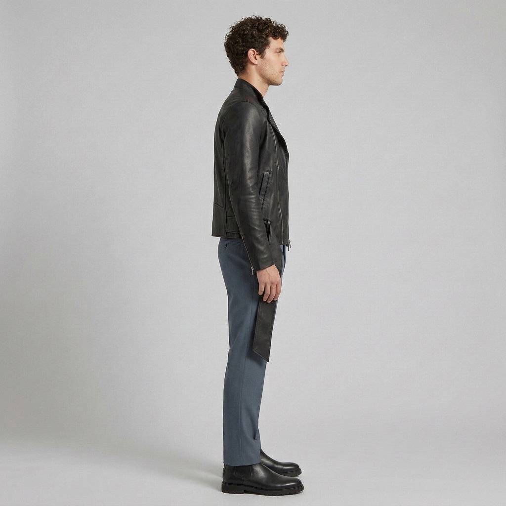 Men's Faux-Leather Biker Jacket