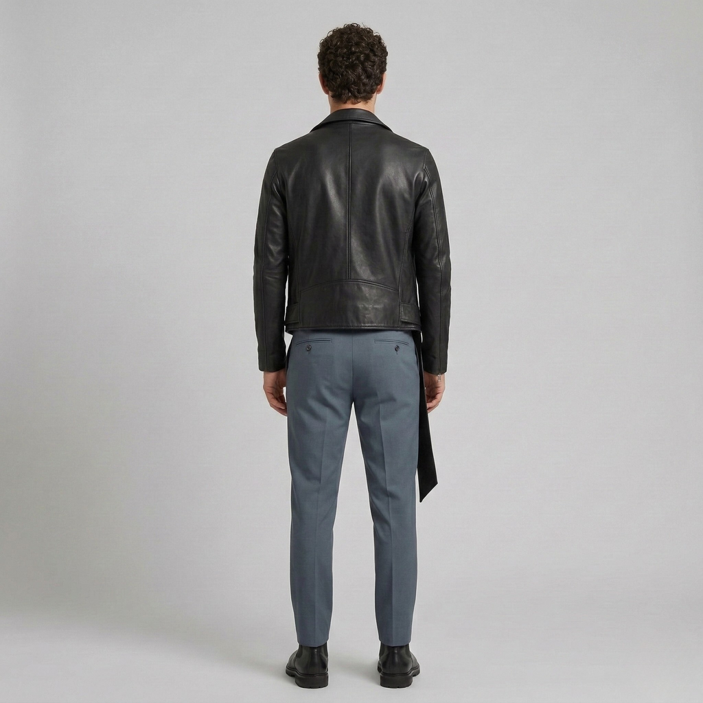 Men's Faux-Leather Biker Jacket
