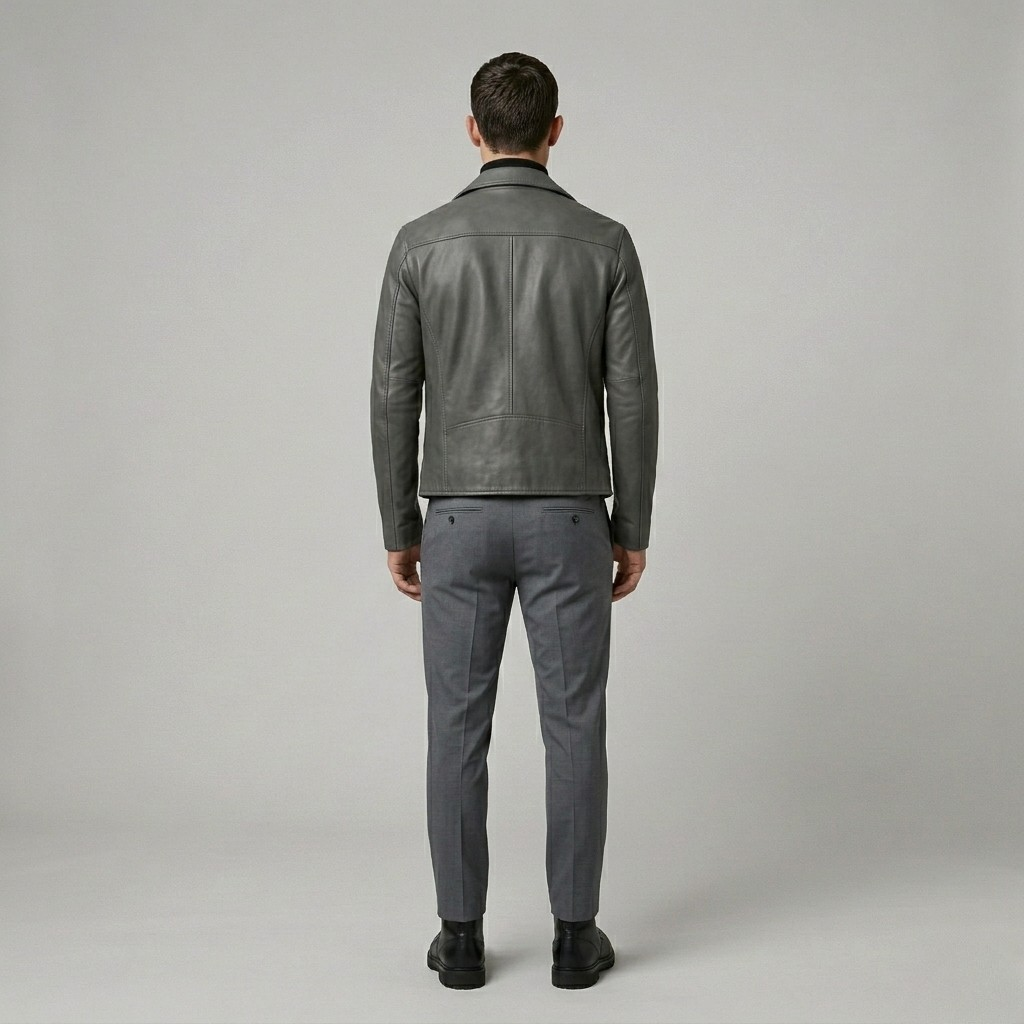 Men's Classic Faux-Leather Moto Jacket