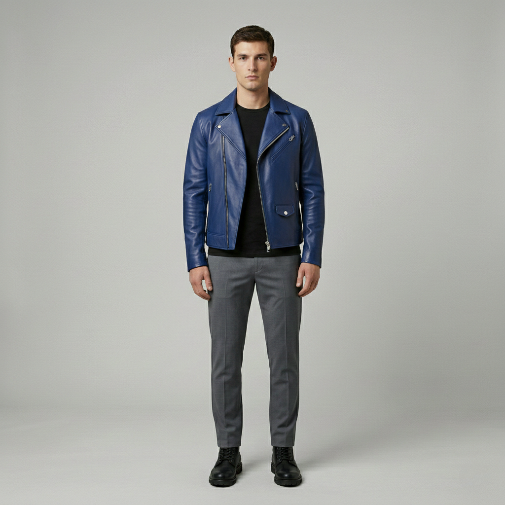 Men's Classic Faux-Leather Moto Jacket