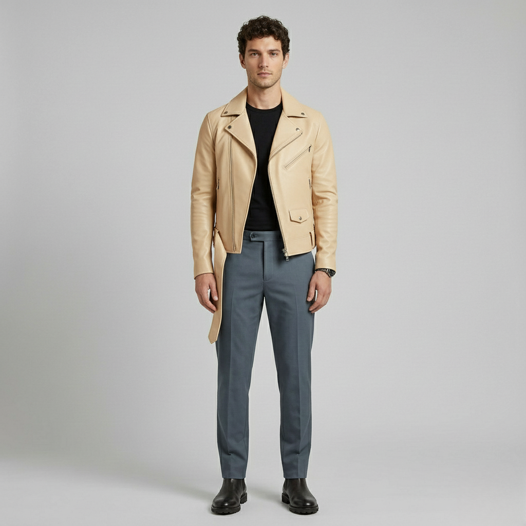 Men's Faux-Leather Biker Jacket