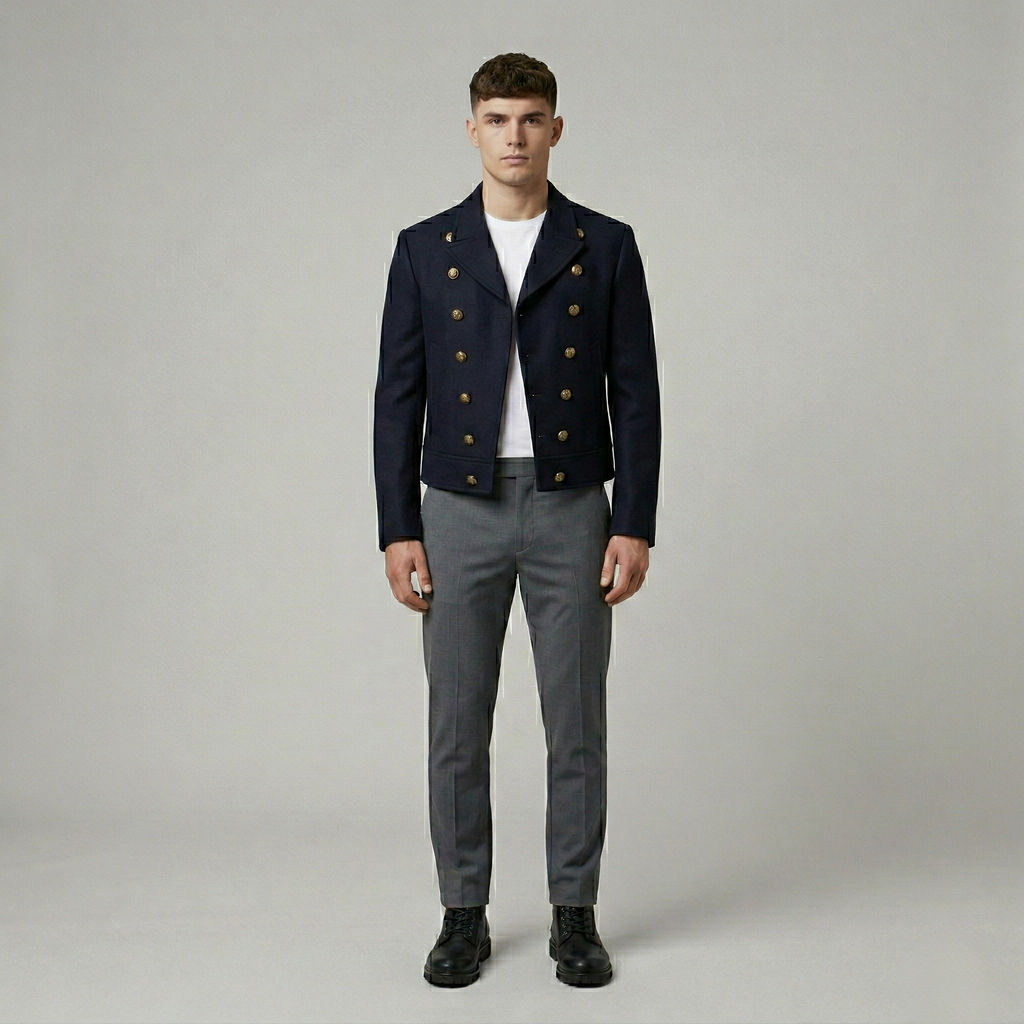 Men's Double-Breasted Military Jacket
