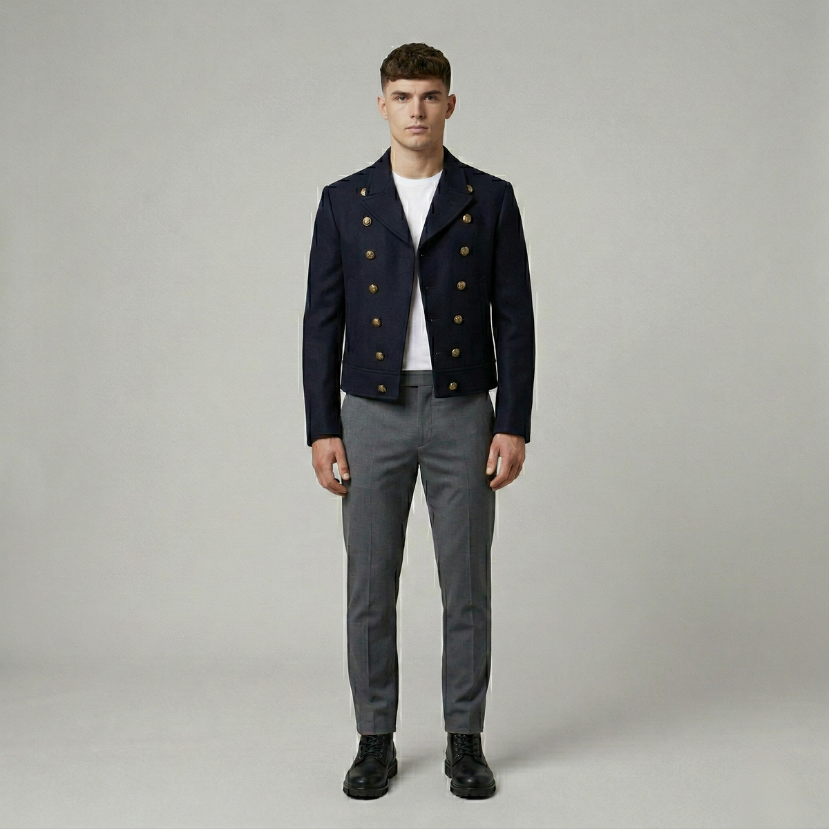 Men's Double-Breasted Military Jacket