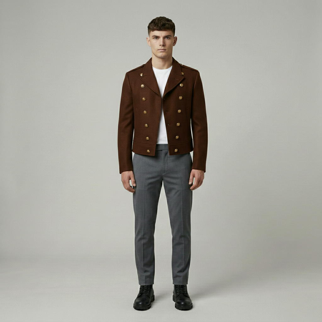Men's Double-Breasted Military Jacket