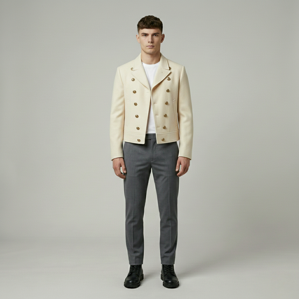 Men's Double-Breasted Military Jacket