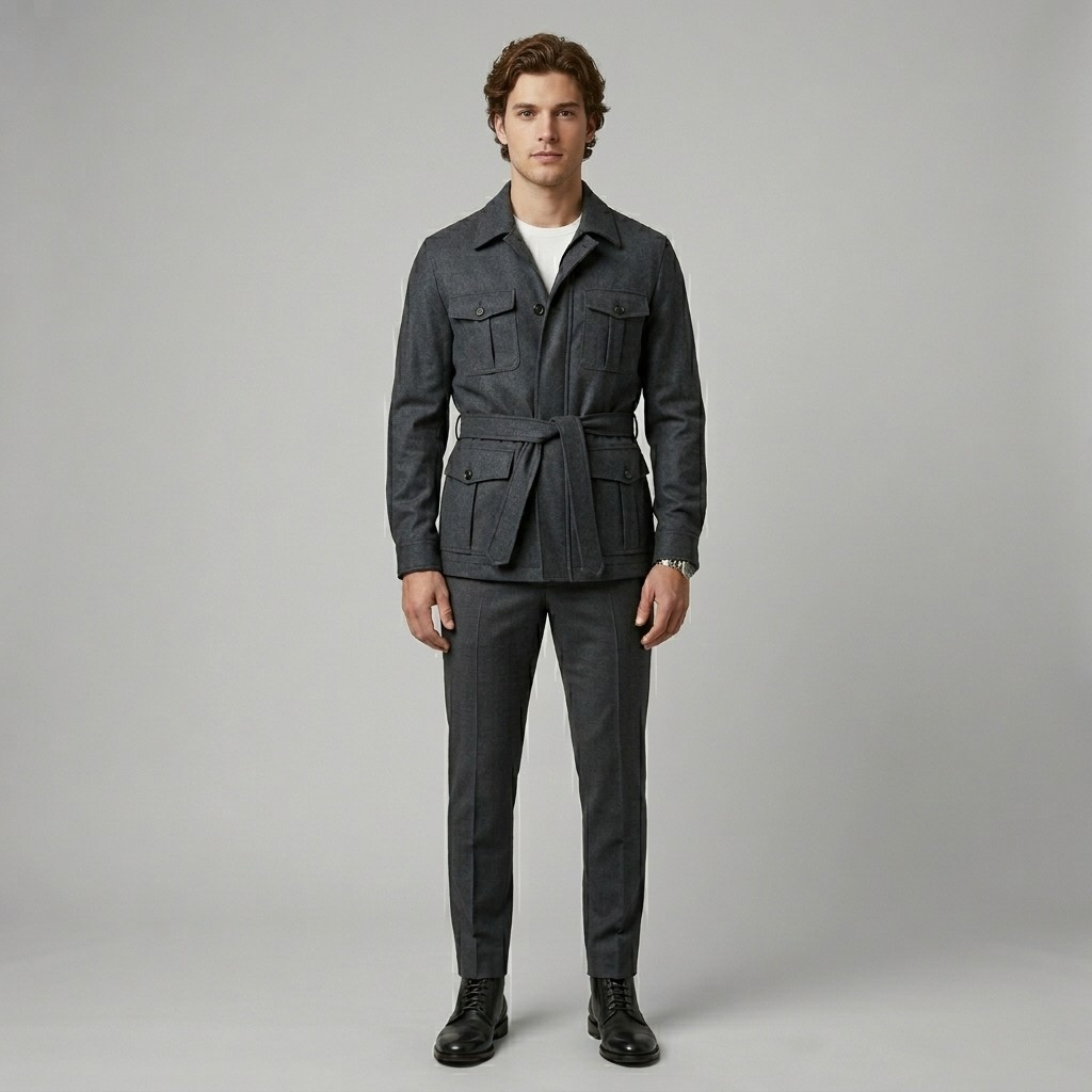 Men's Belted Safari Utility Jacket