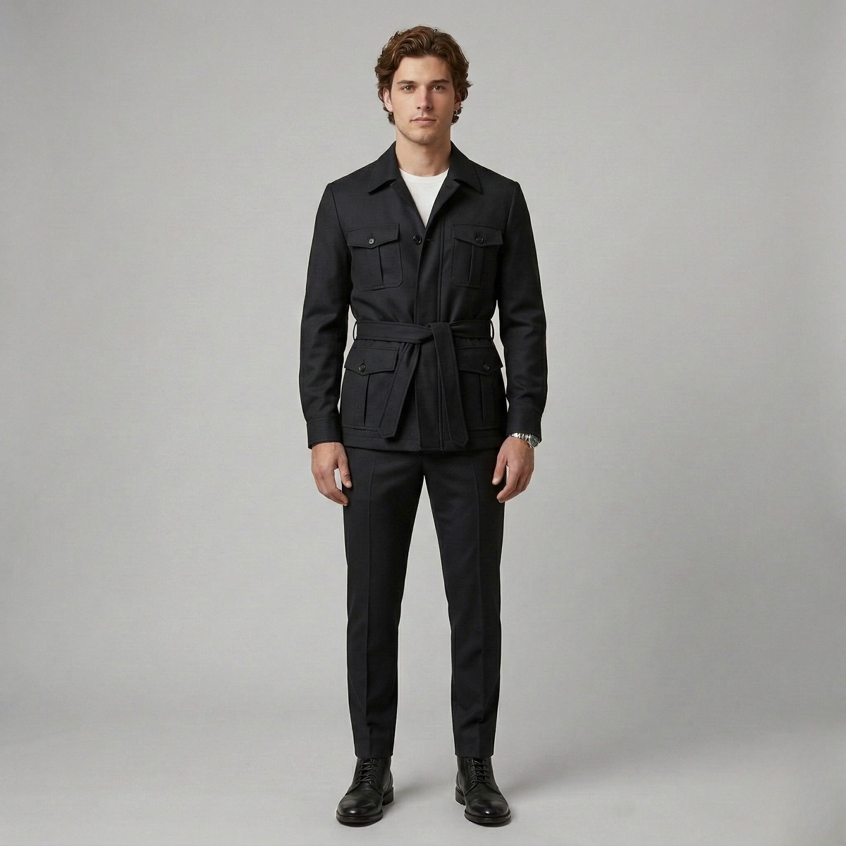 Men's Belted Safari Utility Jacket