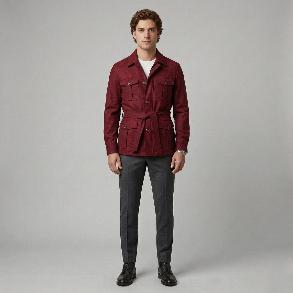 Men's Belted Safari Utility Jacket