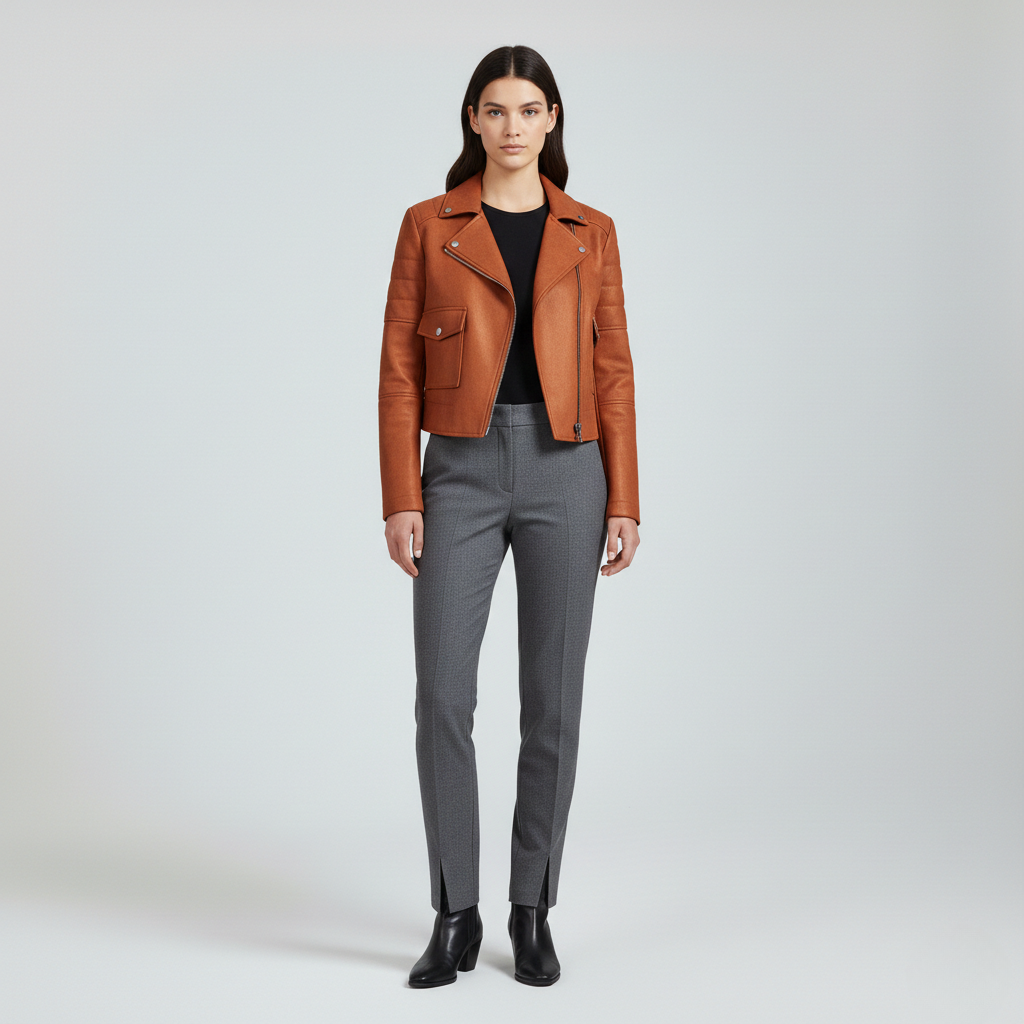 Women's Structured Cropped Moto Jacket