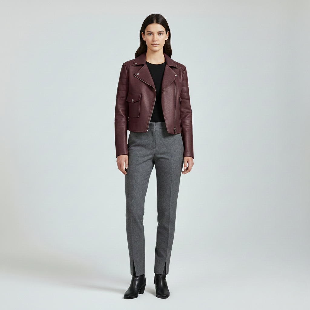 Women's Structured Cropped Moto Jacket
