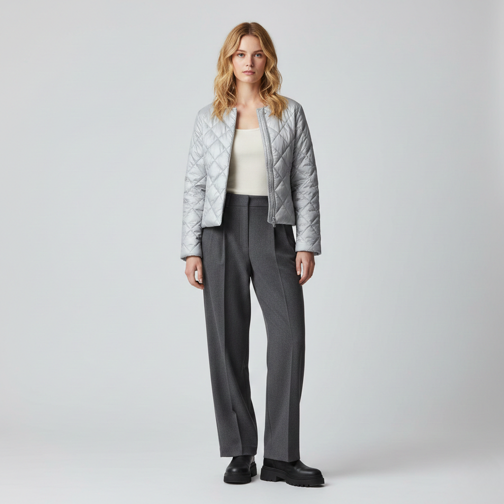 Women's Diamond-Quilted Cropped Jacket