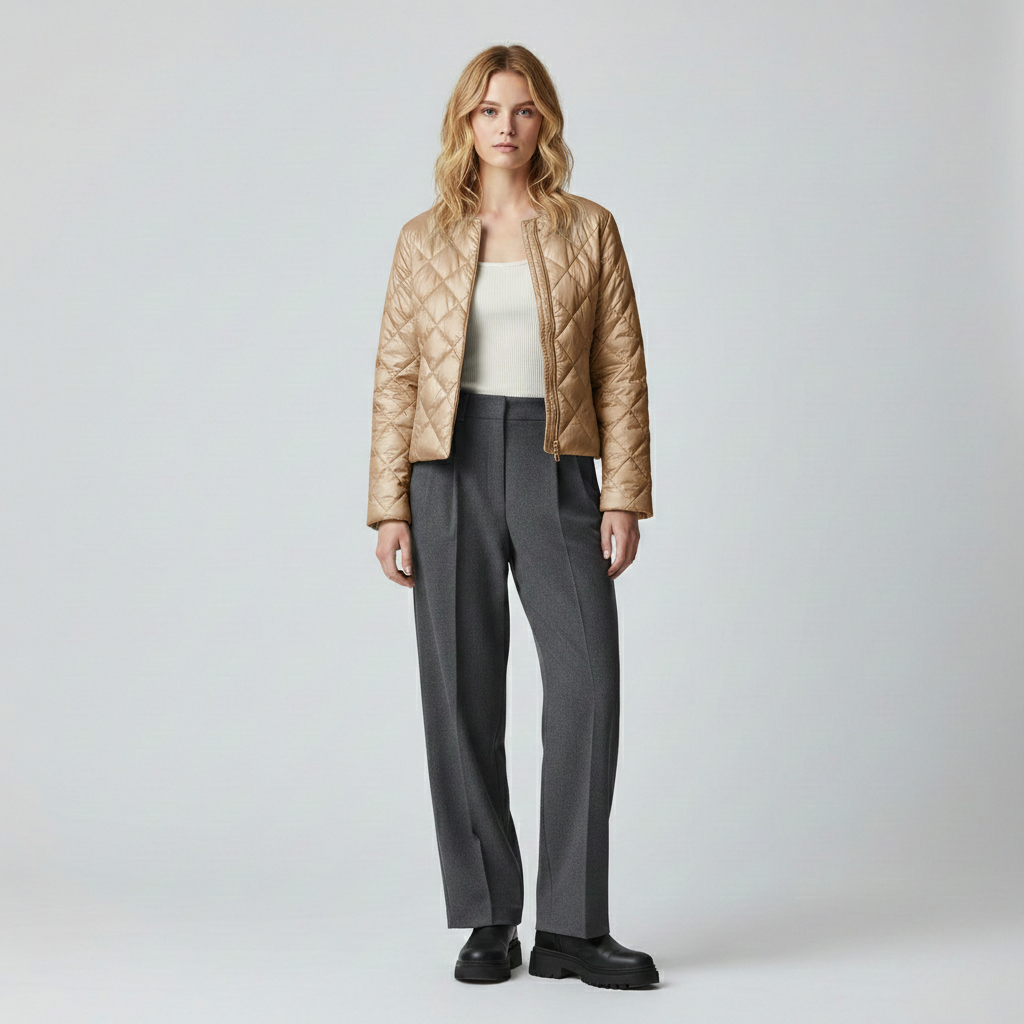 Women's Diamond-Quilted Cropped Jacket